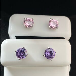 Elegant Pink and Purple Stud Earrings